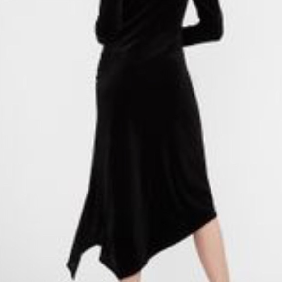 Express Dresses Express Velvet Ruched Side Asymmetrical Midi Dress